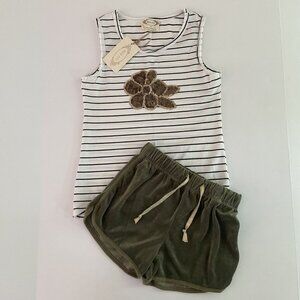 Mia Joy Stevie Short Set In Stripe And Olive